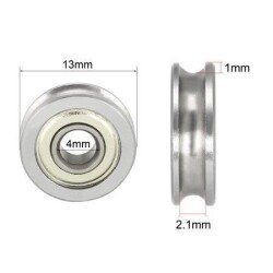 U604ZZ Groove Roller Type Bearing 4mm U Groove - 2