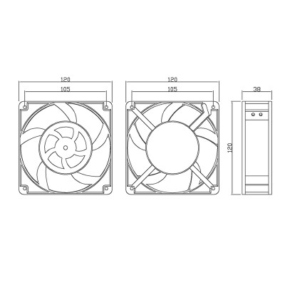 UF-123823 AC 220V 0.14A Metal Fan 120x120x38mm - 2