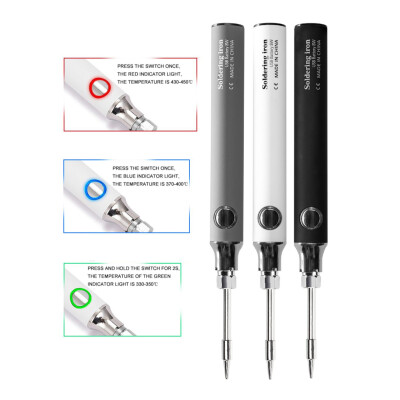 USB 5V 8W USB Black Pen Soldering Iron Set - Temperature Adjustable Mode Selection - 3