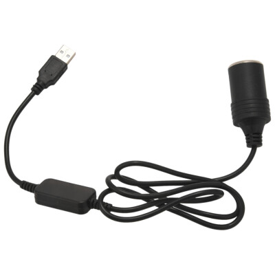 USB 5V to 12V Female Car Cigarette Lighter Socket Converter - 1m Cable - 1