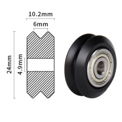 V Groove 625ZZ Bearing 5mm - Plastic Coated - 3