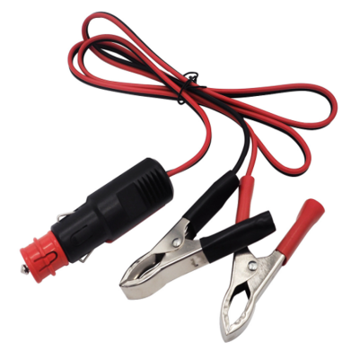 Vehicle Cigarette Lighter Socket with Battery Clip Outlet - 1m Cable - 1