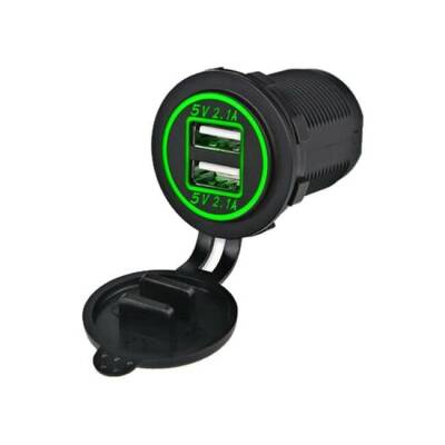 Vehicle Phone Charging Socket 2 Packs 5V 2.1A Green - 1