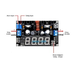 VHM-101 5A Ekranlı Amper Ayarlı Voltaj Düşürücü - 2