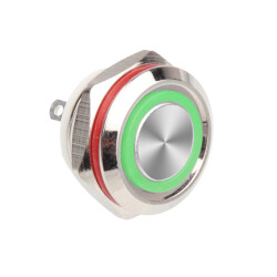 WD12C1-Pin-P1-E 12mm Flat Spring Illuminated Metal Button - Green 