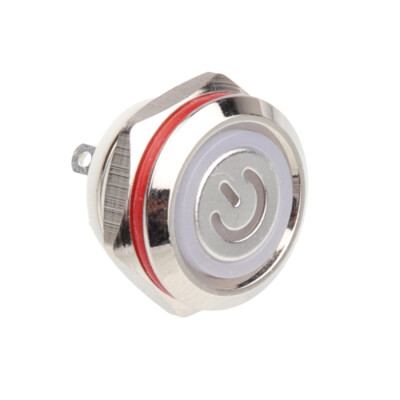 WD12C1-Pin-P1-EC 12mm Düz Yaylı Işıklı Metal Buton - Beyaz - 1