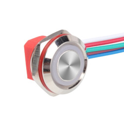 WD12C1-Wired-P1-E 12mm Flat RGB Illuminated Metal Button - Wired 