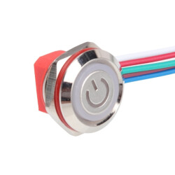 WD12C1-Wired-P1-EC 12mm Düz Yaylı RGB Işıklı Metal Buton - Kablolu 