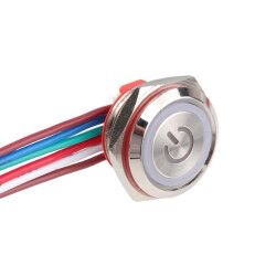 WD16C1-Wired-P1-EC 16mm Düz Yaylı RGB Işıklı Metal Buton - Kablolu - 1