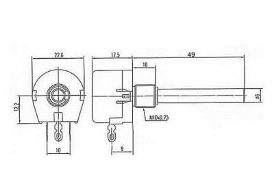 WX118 10K 1W Single Turn Potentiometer - 2