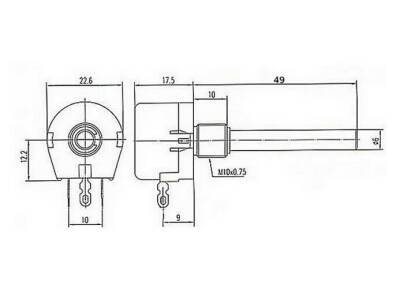 WX118 2.5K 1W Single Turn Potentiometer - 2