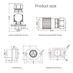 YA-20-C02SX-03-201 2-Pin Waterproof Connector - Male - 2