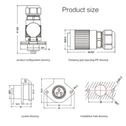 YA-20-C04PE-01-001 4-Pin Waterproof Connector - Male - 2