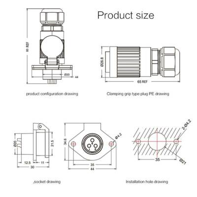 YA-20-C04PE-01-001 4-Pin Waterproof Connector - Male - 2