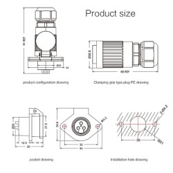 YA-20-C04SX-03-201 4-Pin Waterproof Connector - Male - 2