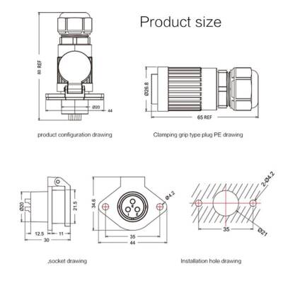 YA-20-C04SX-03-201 4-Pin Waterproof Connector - Male - 2