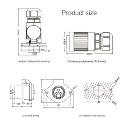 YA-20-C05PE-01-001 5-Pin Waterproof Connector - Male - 2