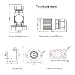 YA-20-C09SX-03-201 9-Pin Waterproof Connector - Male - 2