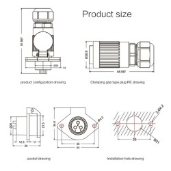 YA-20-J02SX-03-201 2-Pin Waterproof Connector - Female - 2