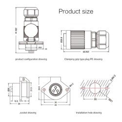 YA-20-J03PE-01-001 3-Pin Waterproof Connector - Female - 2