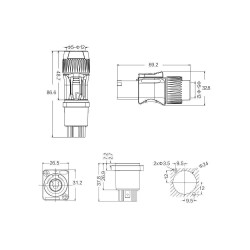 YF-24-C03PE-01-001 3-Pin IP44 Powercon Connector - Male - 3