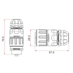 YM-20-C02PE-02-001 2-Pin Su Geçirmez Konnektör - Erkek - 2