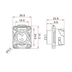 YM-20-C02SX-02-401 2-Pin Su Geçirmez Konnektör - Erkek - 2