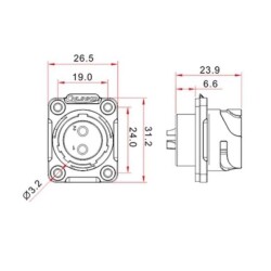 YM-20-C03SX-02-401 3-Pin Su Geçirmez Konnektör - Erkek - 2