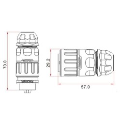 YM-20-C04PE-02-001 4-Pin Su Geçirmez Konnektör - Erkek - 2