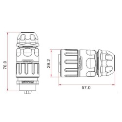 YM-20-C05PE-02-001 5-Pin Su Geçirmez Konnektör - Erkek - 2