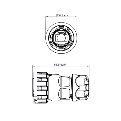 YM-20-C/RJ45/015/PE-42-001 Waterproof Ethernet Connector - Male - 2