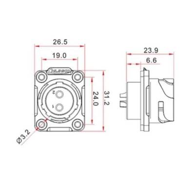 YM-20-J02SX-02-401 2-Pin Su Geçirmez Konnektör - Dişi - 2