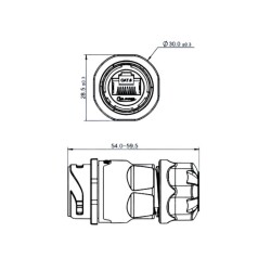 YM-20-J/RJ45/213/PP-42-001 Su Geçirmez Ethernet Konnektörü - Dişi - 2