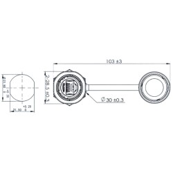 YM-20-J/RJ45/213/SX-42-101 Su Geçirmez Ethernet Konnektörü - Dişi - 2