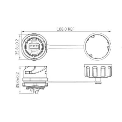 YM-24-J/RJ45/213/SX-42-101 Su Geçirmez RJ45 Konnektör - Dişi - 2