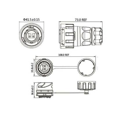 YM24-F0-LC-LC-0D5M-001 Waterproof Fiber Optic Connector - Male - 3