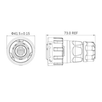 YM24-USB3-MP-MP-0D5M-001 Waterproof Data Connector - Male - 2