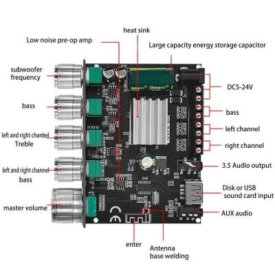 YS-S100L 2x50W + 100W Bluetooth 5.0 2.1 Channel Amplifier Module - 3