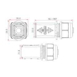 YT-RJ45-CPE-03-001 Waterproof Ethernet Connector - Male - 2