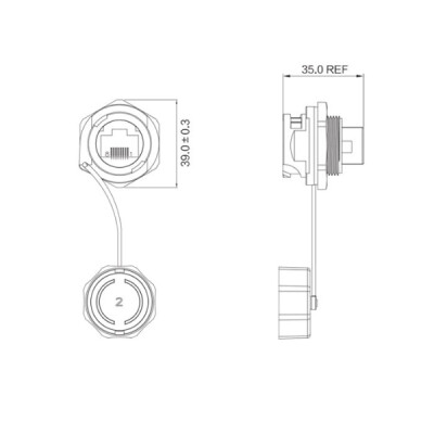 YT-RJ45-JSX-04-002 Su Geçirmez Ethernet Konnektörü - Dişi - 3