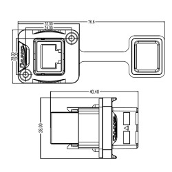 YT-RJ45-JSX-05-003 Su Geçirmez Ethernet Konnektörü - Dişi - 2