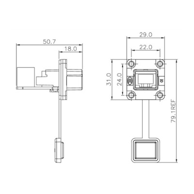 YT-RJ45-JSX-08-001 Su Geçirmez Ethernet Konnektörü - Dişi - 3