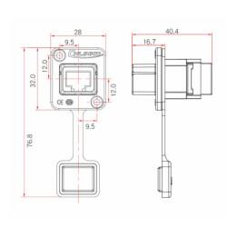 YT-RJ45-JSX-10-001 Su Geçirmez Ethernet Konnektörü - Dişi - 3