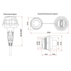 YU-USB2-FS-MP-1M-001A Su Geçirmez Dişi-Erkek USB Konnektör - 1M Kablo - 2