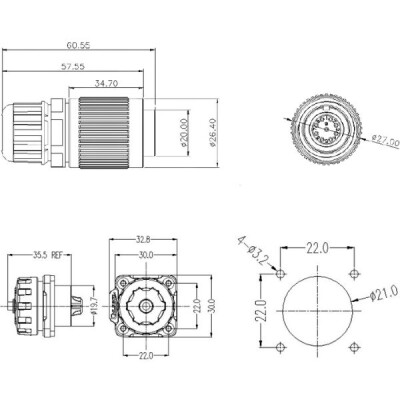 YW-20-C02PE-03-001 2-Pin Su Geçirmez Konnektör - Erkek - 2